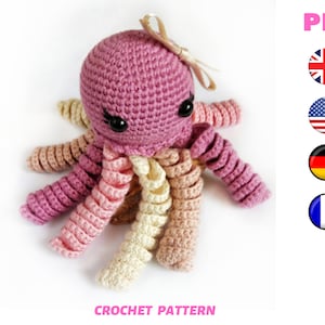 Octopus Crochet Pattern, short and Easy pattern amigurumi, Cute jellyfish stuffed Sea Creature animal toy (tutorial PDF)