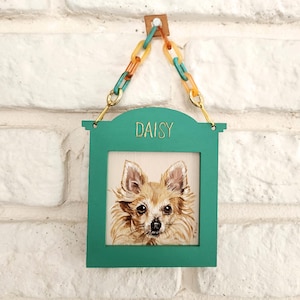 手描きのカスタム犬の肖像画、額入り、ミニチュアペットの肖像画、ペット愛好家への贈り物
