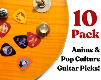 10 Pack of Anime/Pop Culture Inspired Guitar Picks - Designed, and made in Melbourne, Australia