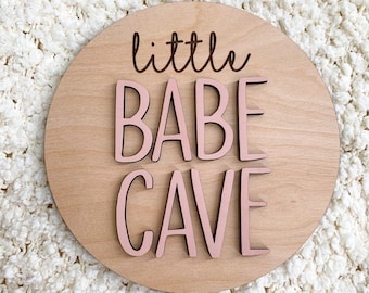 Little Babe Cave girls room sign, girls room wall decor, girls playroom wall decor, baby girl nursery sign, sister room decor signs