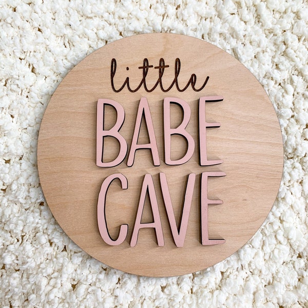 Little Babe Cave girls room sign, girls room wall decor, girls playroom wall decor, baby girl nursery sign, sister room decor signs