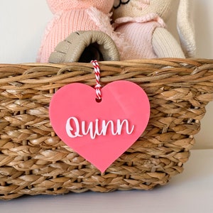 Valentine’s Day basket tags, Valentines tags, valentines basket tags, valentines heart tag, acrylic valentines basket tag, custom gift tag