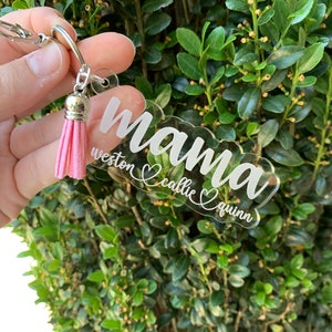 Mamma nyckelring med barnens namn, mamma nyckelring, anpassad mamma nyckelring, mors dag present, anpassade presenter till mamma, presenter till mamma, presenter till henne bild 8