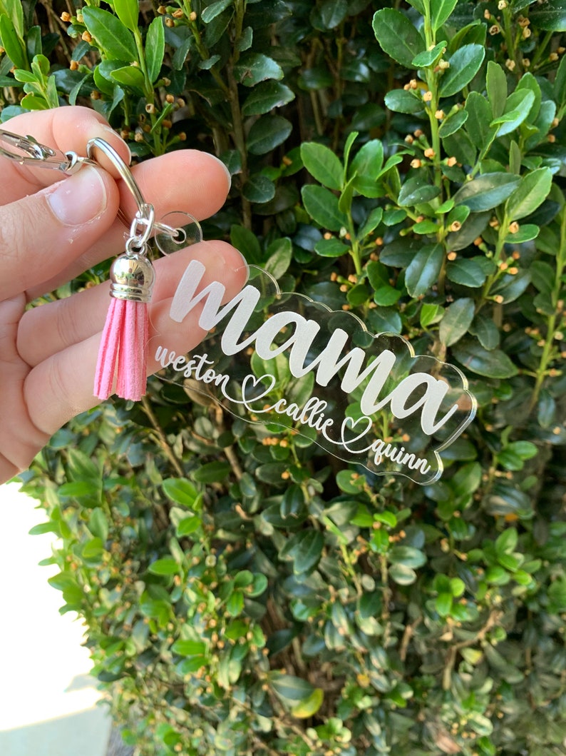 Mamma nyckelring med barnens namn, mamma nyckelring, anpassad mamma nyckelring, mors dag present, anpassade presenter till mamma, presenter till mamma, presenter till henne bild 8