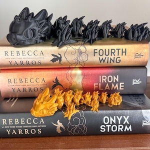 Sleeping Dragon Bookshelf Decor, black and gold dragons, articulated dragons, 3d printed dragons, dragon figurine, dragon bookshelf decor