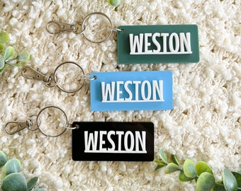 Boys backpack name tags, Backpack name keychain, 3d name keychain, name keychain, acrylic name keychain, boys name tag, diaper bag tag