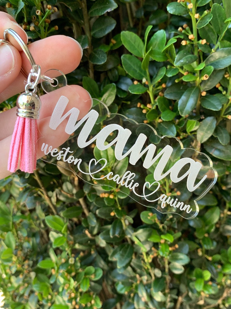 Mamma nyckelring med barnens namn, mamma nyckelring, anpassad mamma nyckelring, mors dag present, anpassade presenter till mamma, presenter till mamma, presenter till henne bild 7