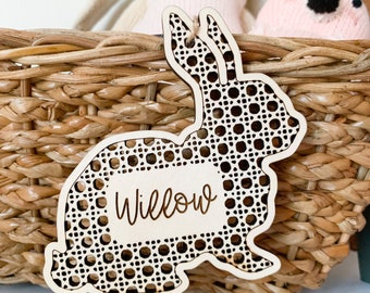 Etiquetas de canasta de Pascua de Ratán, Etiquetas de conejo, Canasta de Pascua, Decoración de Pascua, Etiquetas de canasta de Pascua personalizadas, Etiquetas de conejo de Pascua, Etiquetas de nombre de Pascua para niños