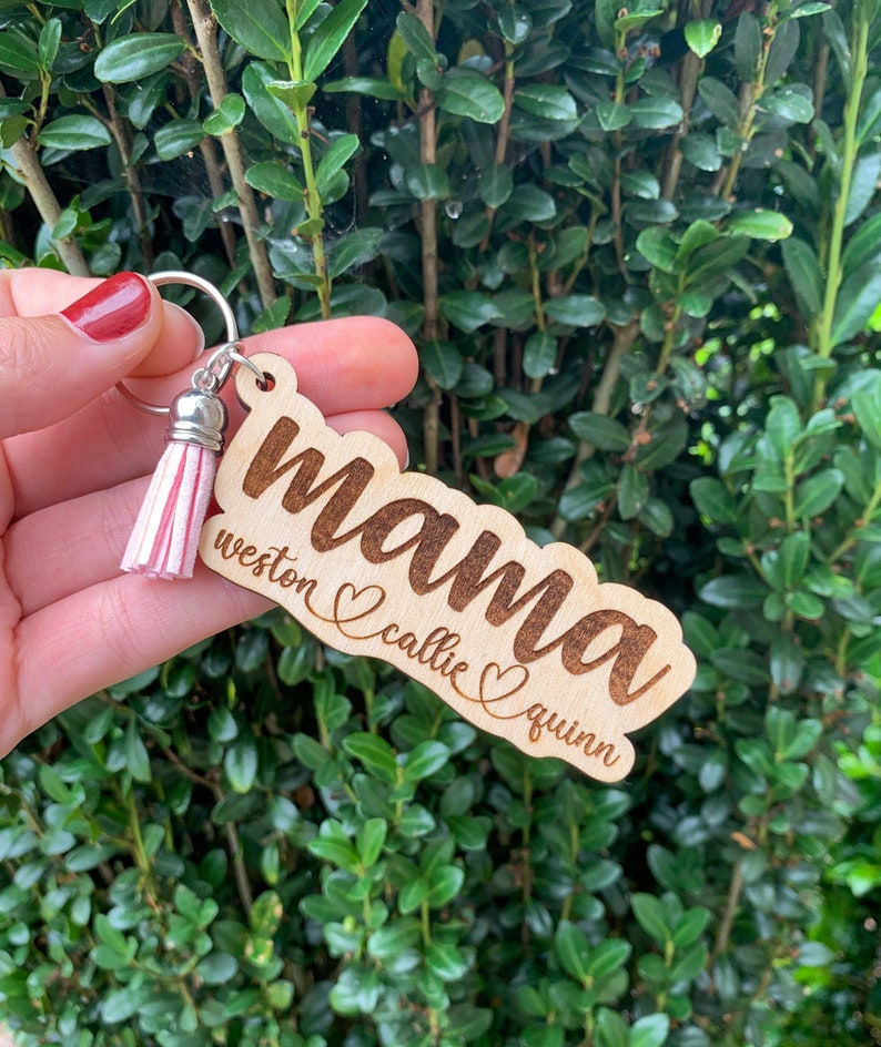 Mama keychain, mom keychain, gift for mom, custom keychain, Mothers Day gift, custom gifts for mom, wood keychain image 8