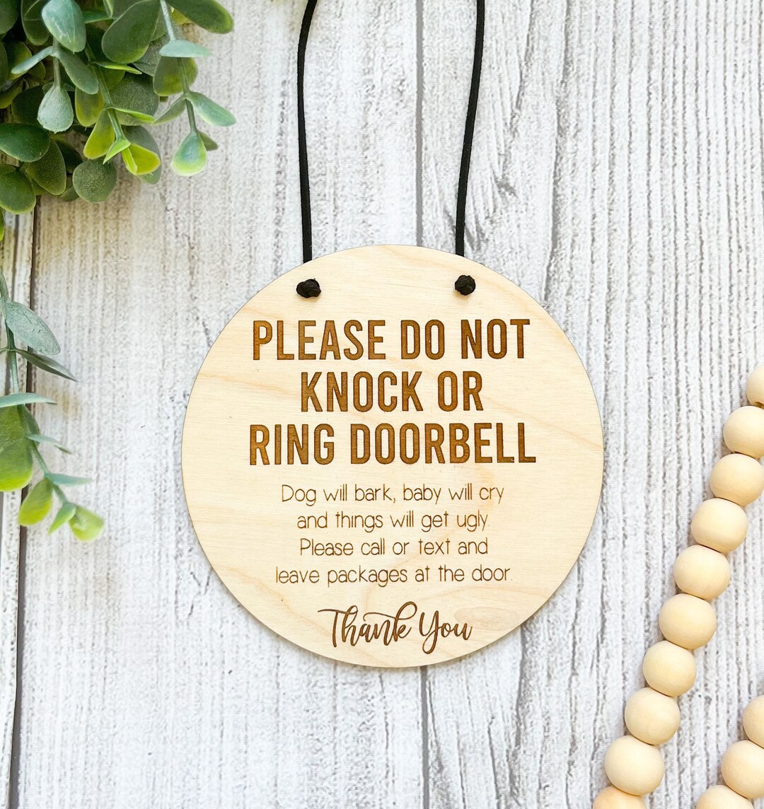 Do Not Knock Sign, Dogs Will Bark, Door Hanger, Wreath Sign, Don’t Ring ...