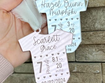 Baby first Christmas ornament 2024, Birth stats ornament, 1st christmas ornament, newborn baby keepsake ornament, baby ornament
