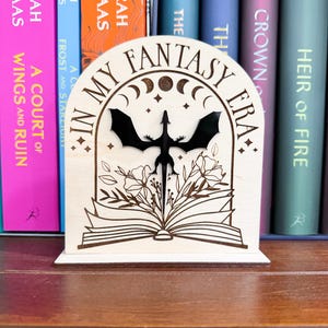 Dragon Library Sign, Bookshelf Sign, Bookish Decor, Library Decor, Bookshelf Decor, Book Sign, dragon decor, fantasy, Romantasy, booktok