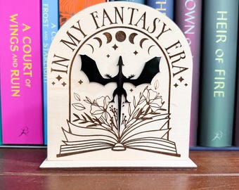 Dragon Library Sign, Bookshelf Sign, Bookish Decor, Library Decor, Bookshelf Decor, Book Sign, dragon decor, fantasy, Romantasy, booktok