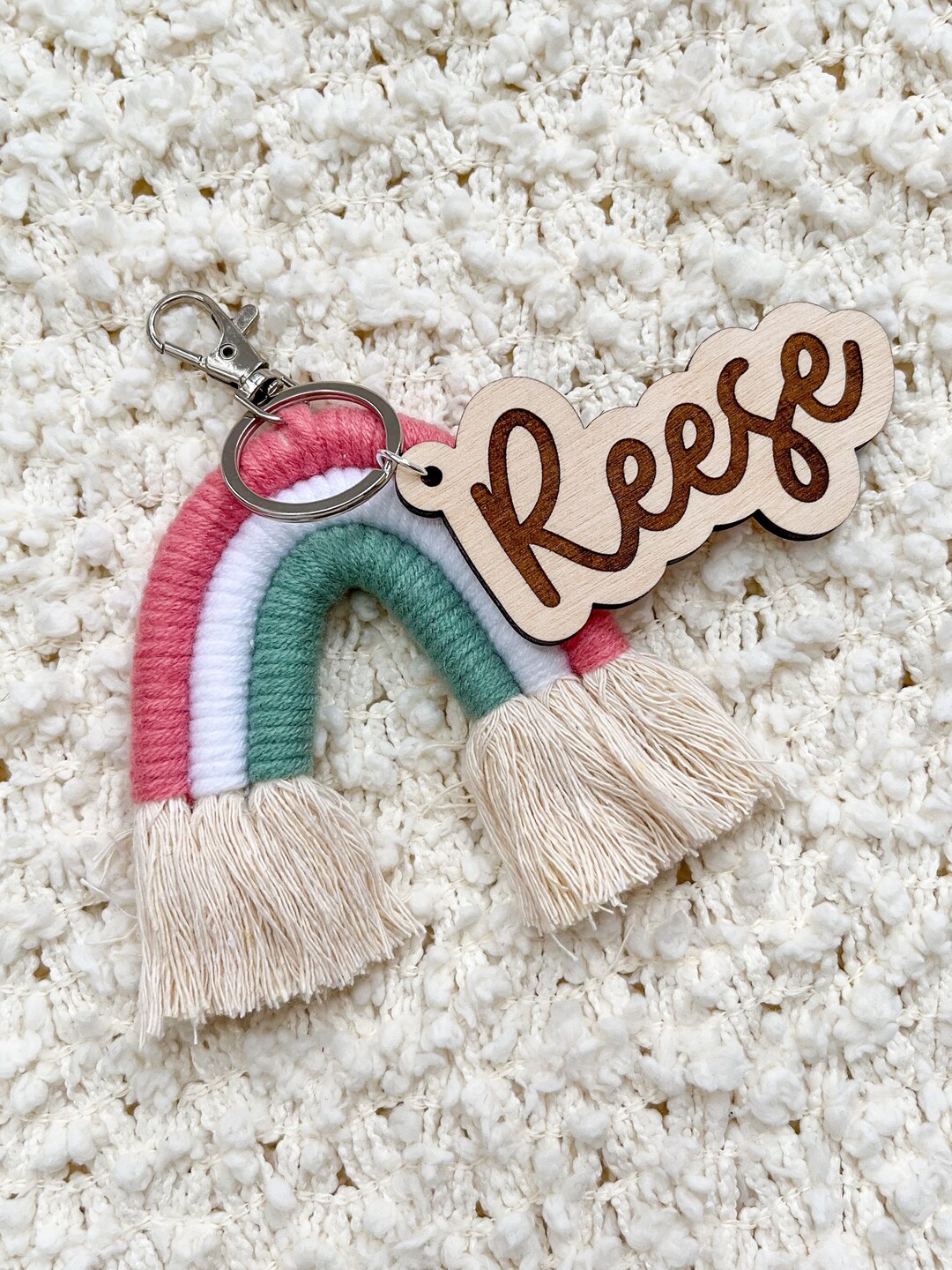 Name Keychain Rainbow Personalized Boho Name Keychain, Macrame Rainbow Keychain, Kids Name ...