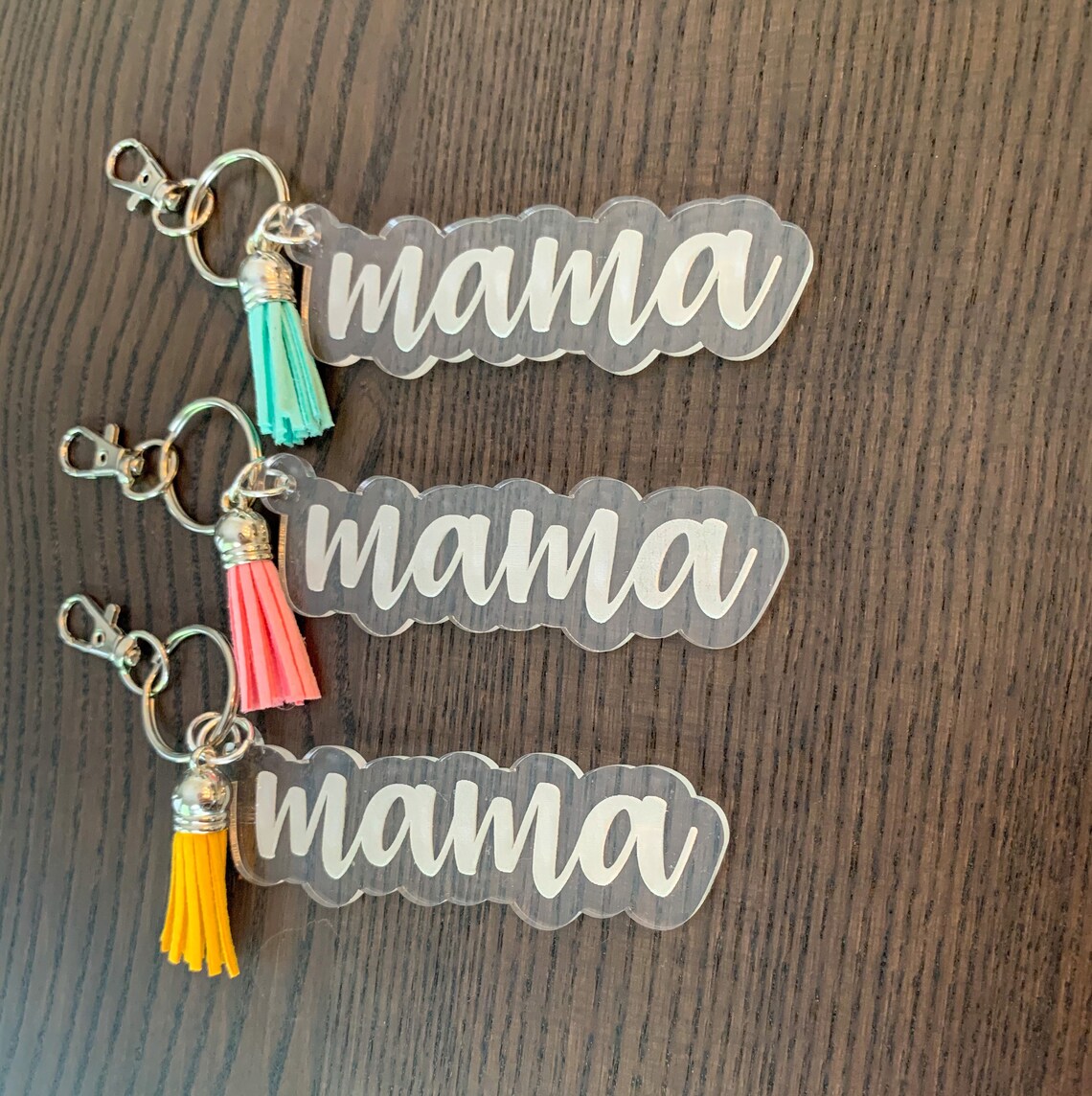 Mama Keychain With Tassel Acrylic Mama Keychain Mom Etsy
