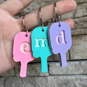 Personalized Pickleball keychain, Pickleball bag tag, pickleball name tag, pickleball paddle keychain, custom pickleball, pickleball gift