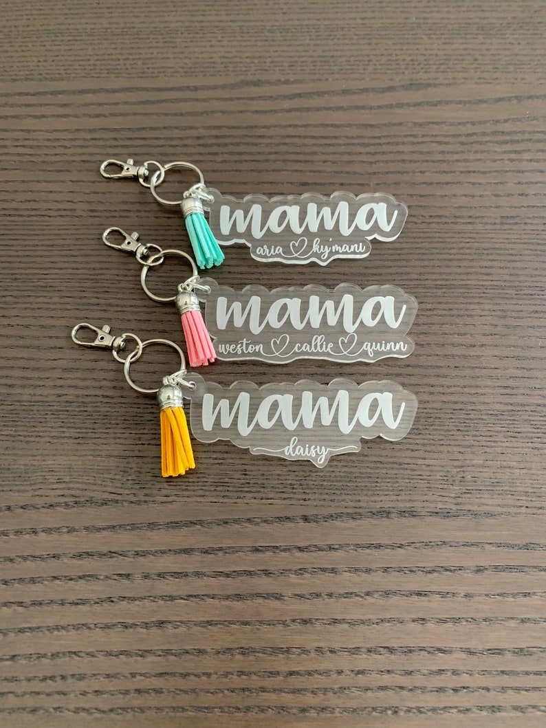 Mama keychain, mom keychain, gift for mom, custom keychain, Mothers Day gift, custom gifts for mom, wood keychain image 4