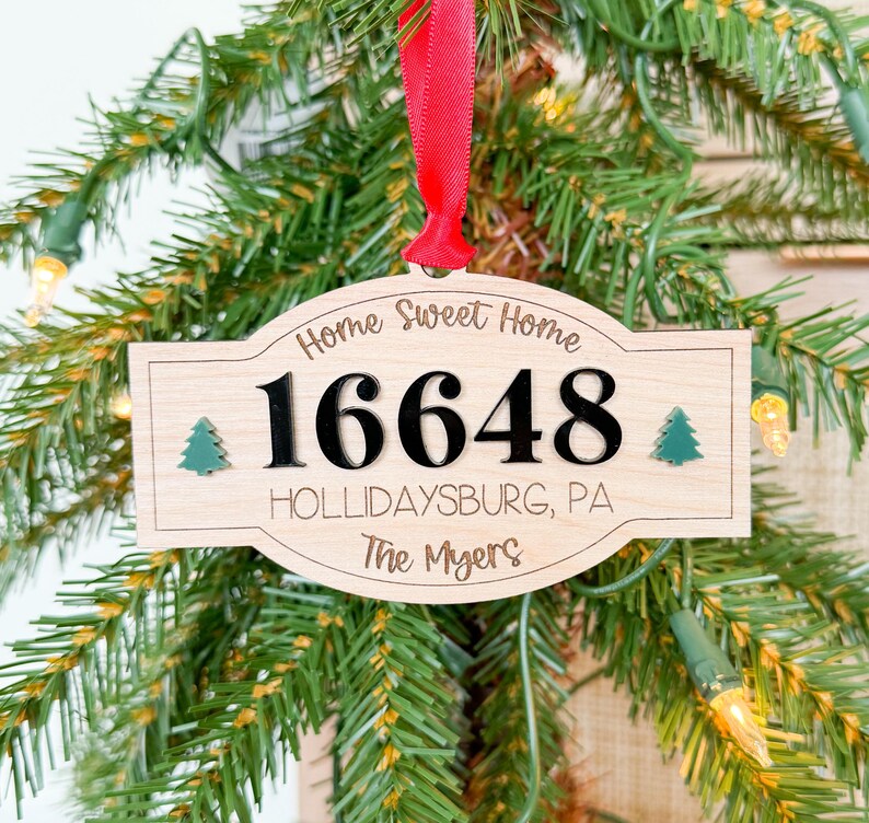 Perosnaized New Home Christmas Ornament, Zip Code Ornament