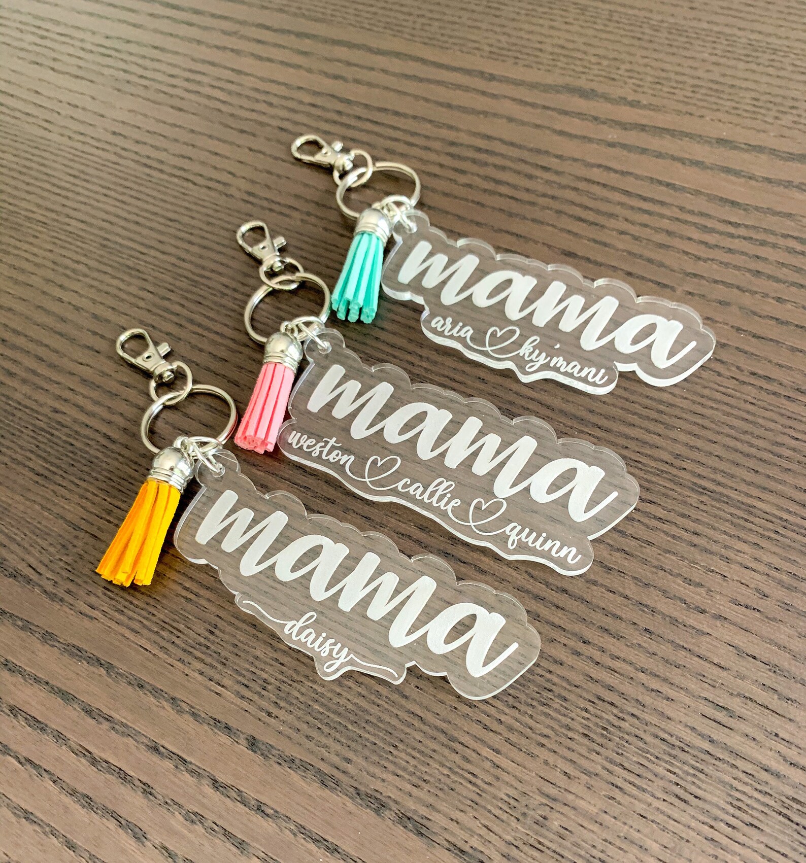 Mama Keychain With Kids Name Mama Keychain Customized Mom Etsy