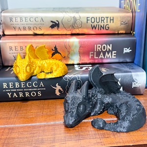 Sleeping dragon bookshelf sitter, dragon bookshelf decor, dragon figurine for bookshelf, black and gold dragon figurines, dragon bookends