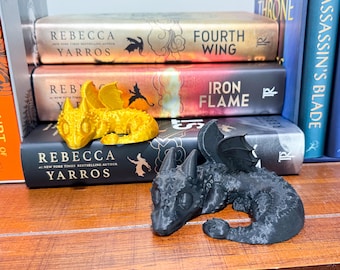 Slapende drakenboekenplankoppas, drakenboekenplankdecor, drakenbeeldje voor boekenplank, zwarte en gouden drakenbeeldjes, drakenboekensteunen
