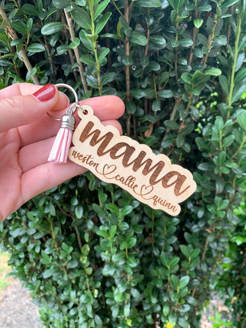 Mama keychain, mom keychain, gift for mom, custom keychain, Mothers Day gift, custom gifts for mom, wood keychain image 7