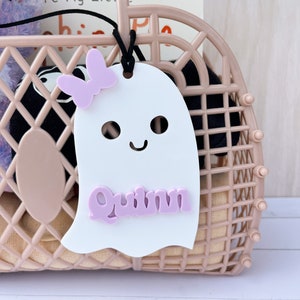 Halloween basket tags, Halloween name tags, personalized wood Halloween tags, boo basket tag, ghost name tag, kids Halloween decorations