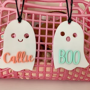 Halloween basket tags, Halloween name tags, personalized wood Halloween tags, boo basket tag, ghost name tag, kids Halloween decorations