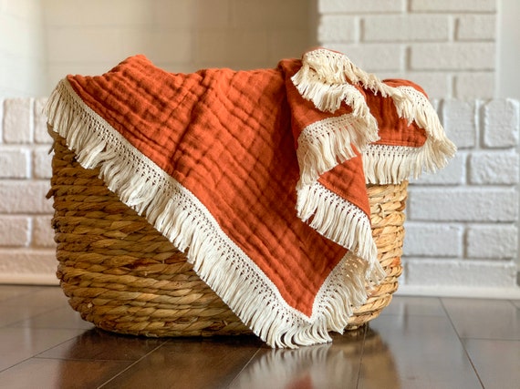 fringe swaddle boho baby fringe throw blanket boho throw blanket Boho baby blanket fringe blanket boho baby gift boho nursery bedding