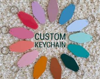 CUSTOM retro motel keychains, personalized keychain, custom bag tag, name keychain, bag tag personalized, cute keychains, vintage keychains