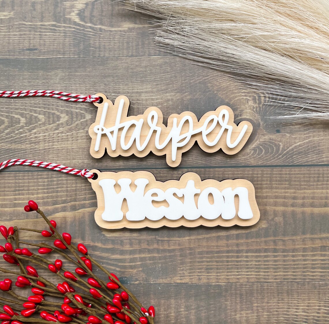 Stocking Name Tags Wood Stocking Tags Wood Name Tags - Etsy