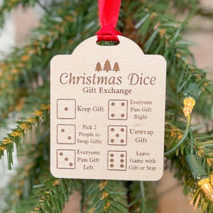 Christmas Dice Game Ornament, holiday party game, Christmas gift exchange game, white elephant Christmas gift , office Christmas party games