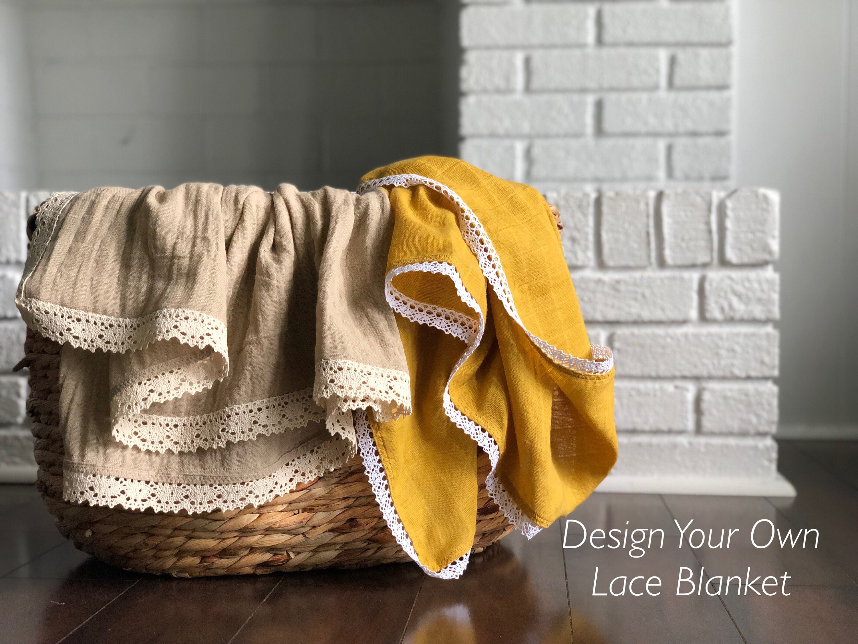 Crochet Baby Blanket Heirloom Lace Afghan Blue and White with