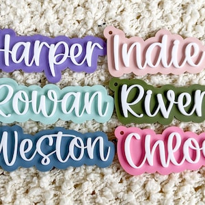 Backpack name keychain, 3d name keychain, name keychain, acrylic name keychain, backpack name tag, personalized backpack, diaper bag tag