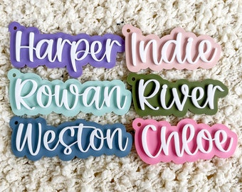 Backpack name keychain, 3d name keychain, name keychain, acrylic name keychain, backpack name tag, personalized backpack, diaper bag tag