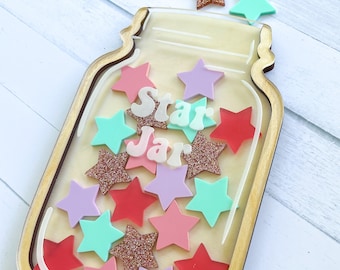 Star Reward Jar, beloningspot voor kinderen, gepersonaliseerde beloningspot voor kinderen, beloningssysteem voor de klas, beloningspot met tokens, karweikaart, cadeaus voor kinderen