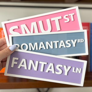 Library Sign, Bookshelf Street Sign, Bookish Decor, Library Decor, Bookshelf Decor, Book Sign, smut sign, fantasy, Romantasy, booktok gift