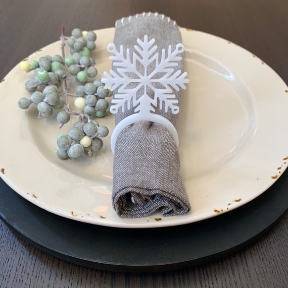 Winter Snowflake Napkin Ring, Napkin Holder, Plate Decor, Holiday