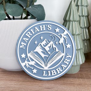 Personalized Dragon Library Sign, Dragon Bookshelf Sign, Bookish Decor, Library Decor, book nook sign, Fantasy Bookshelf Decor, romantasy