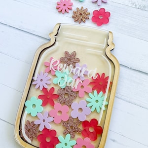 Daisy Reward Jar with tokens, Personalized Kids Reward Jar, Classroom Reward System, daisy tokens, flowers, chore chart, gifts for kid