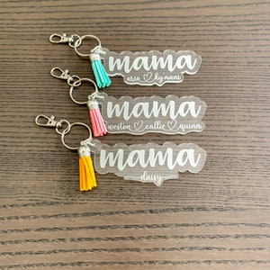 Mamma nyckelring med barnens namn, mamma nyckelring, anpassad mamma nyckelring, mors dag present, anpassade presenter till mamma, presenter till mamma, presenter till henne bild 9