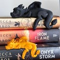 Sleeping dragon bookshelf sitter, dragon bookshelf decor, dragon figurine for bookshelf, black and gold dragon figurines, dragon bookends