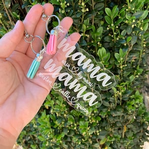 Mama keychain with kids name, mama keychain, customized mom keychain, Mothers Day gift, custom gifts for mom, gifts for mom, gifts for her image 3