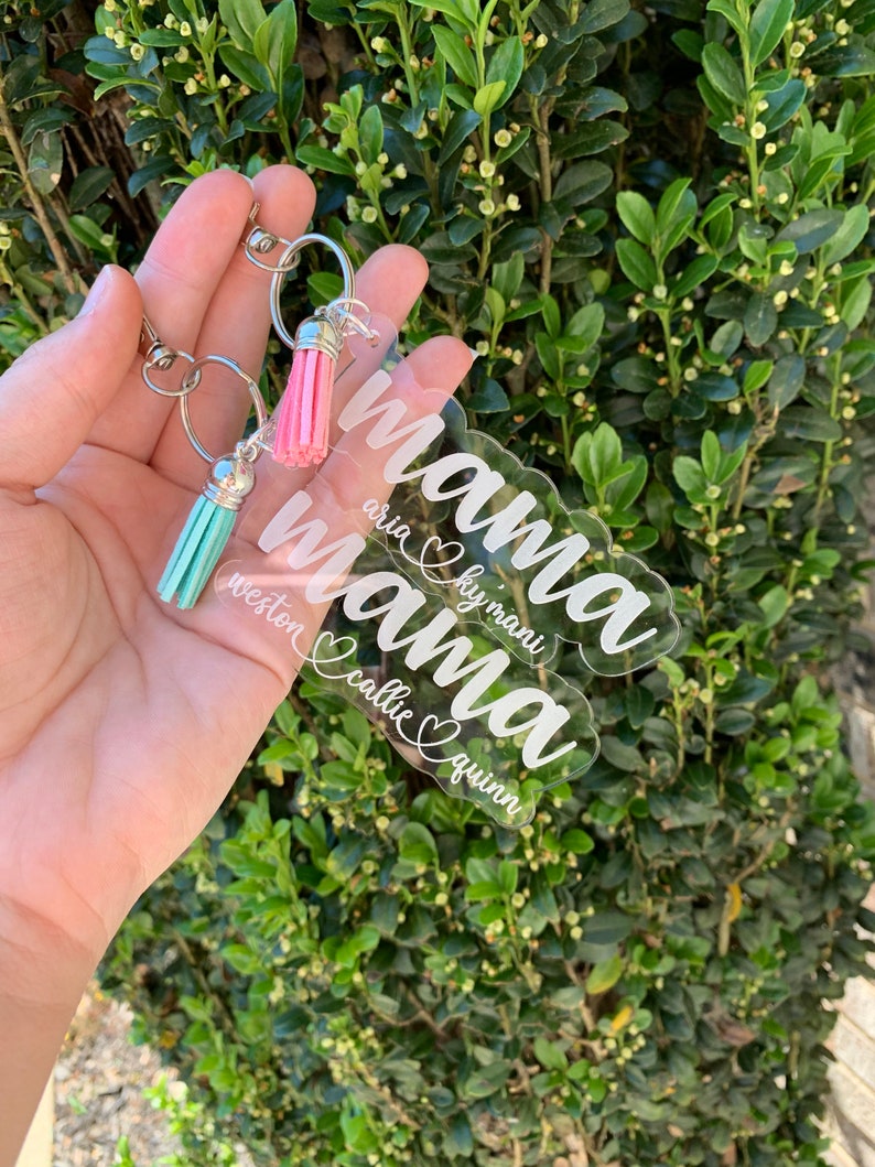 Mama keychain with kids name, mama keychain, customized mom keychain, Mothers Day gift, custom gifts for mom, gifts for mom, gifts for her image 3