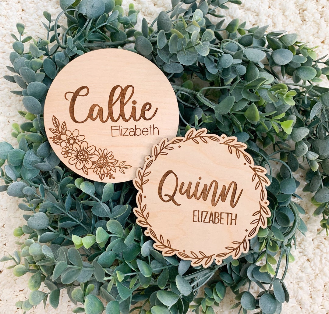 Baby Name Plate Newborn Name Sign Floral Baby Name Plate Etsy