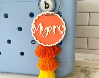 Bogg Bag Name Keychain, personalized bag charm, beach tote name tag, Bogg bag accessory, Bogg bag tassel, backpack name tag, diaper bag tag