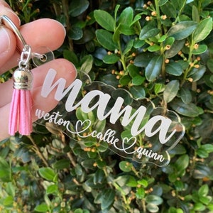 Mama keychain, mom keychain, gift for mom, custom keychain, Mothers Day gift, custom gifts for mom, wood keychain image 2