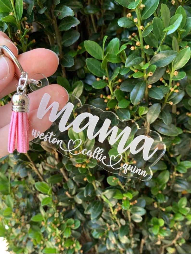 Mama keychain, mom keychain, gift for mom, custom keychain, Mothers Day gift, custom gifts for mom, wood keychain image 2