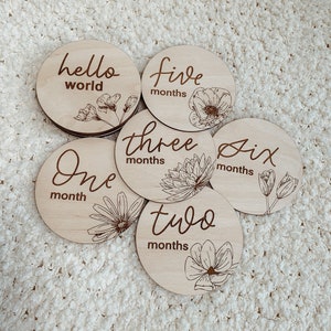 Baby monthly milestone markers, baby milestone cards, wood milestone signs, engraved monthly markers, monthly milestone wood, baby photos