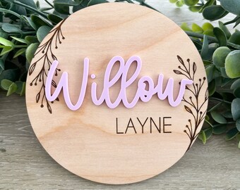 Birth Announcement Sign, Acrylic Name Sign, Newborn Photo Prop, Personalized Baby Sign, baby announcement sign, nursery sign, baby keepsake